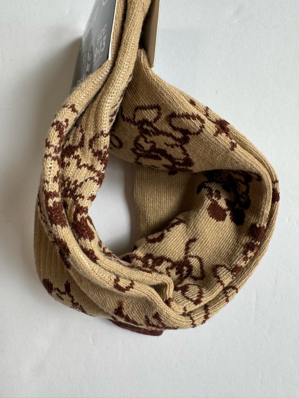 Disney Mickey Mouse Tan Brown Oh Boy Novelty Crew Socks 9-13 NWT - Picture 8 of 8